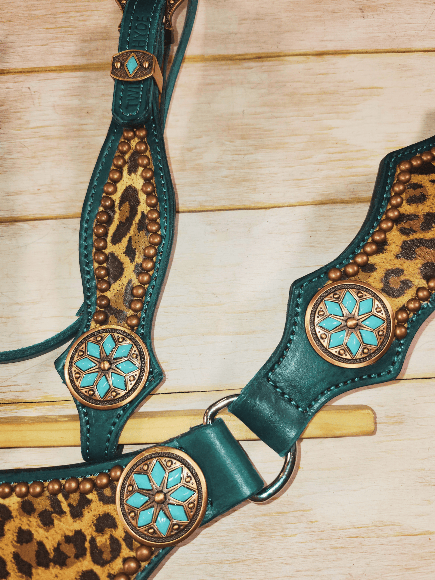 Leopard and Teal Tack Set - Twisted Hyde Leather Co.