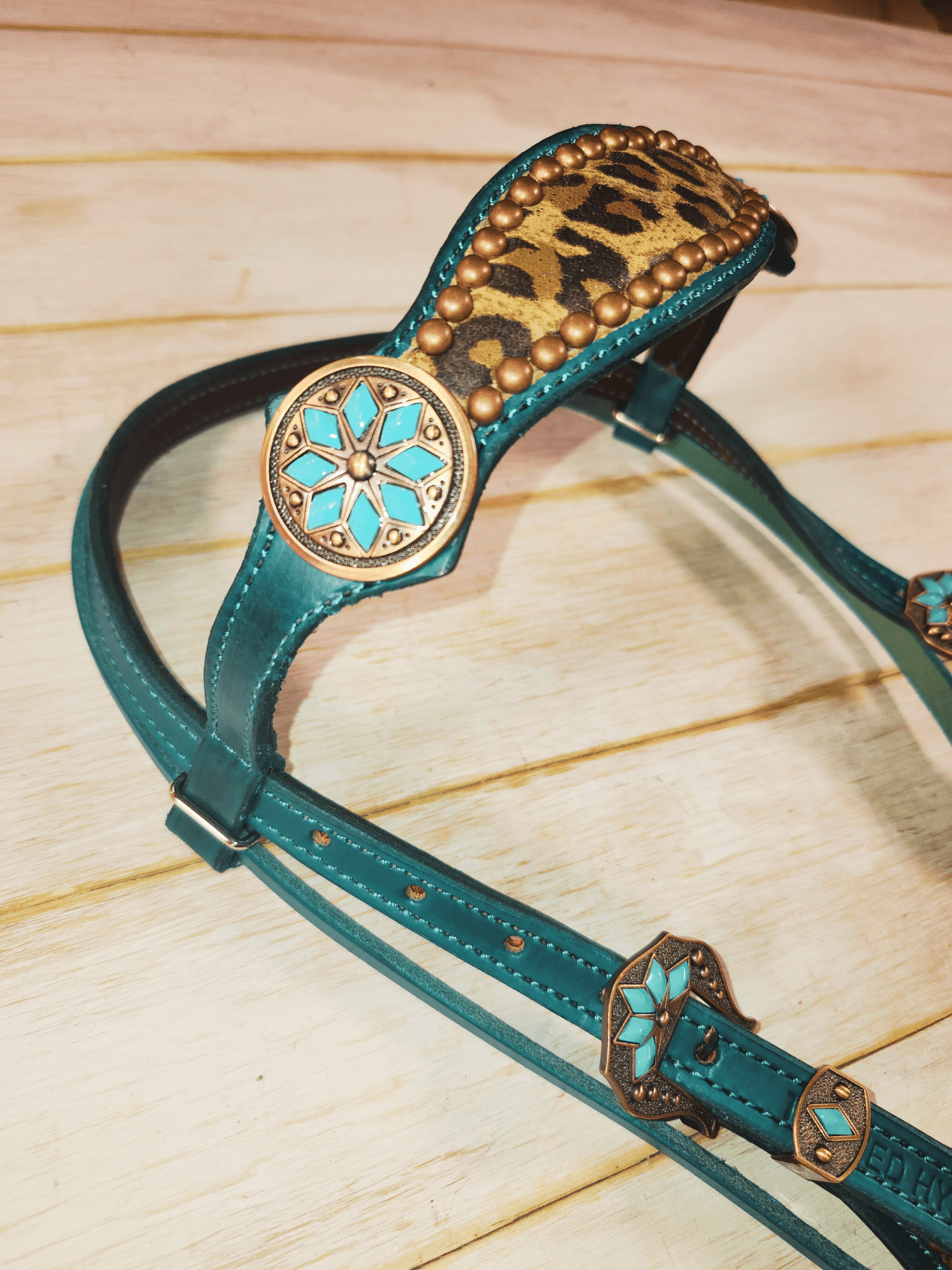 Leopard and Teal Tack Set - Twisted Hyde Leather Co.