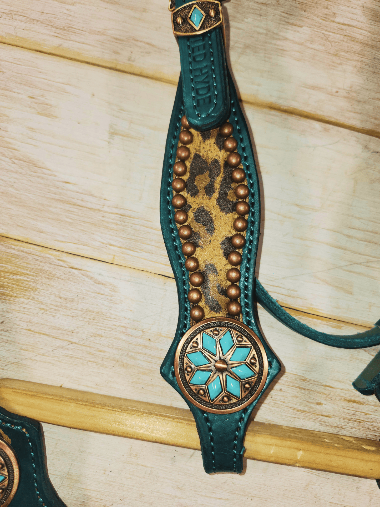 Leopard and Teal Tack Set - Twisted Hyde Leather Co.