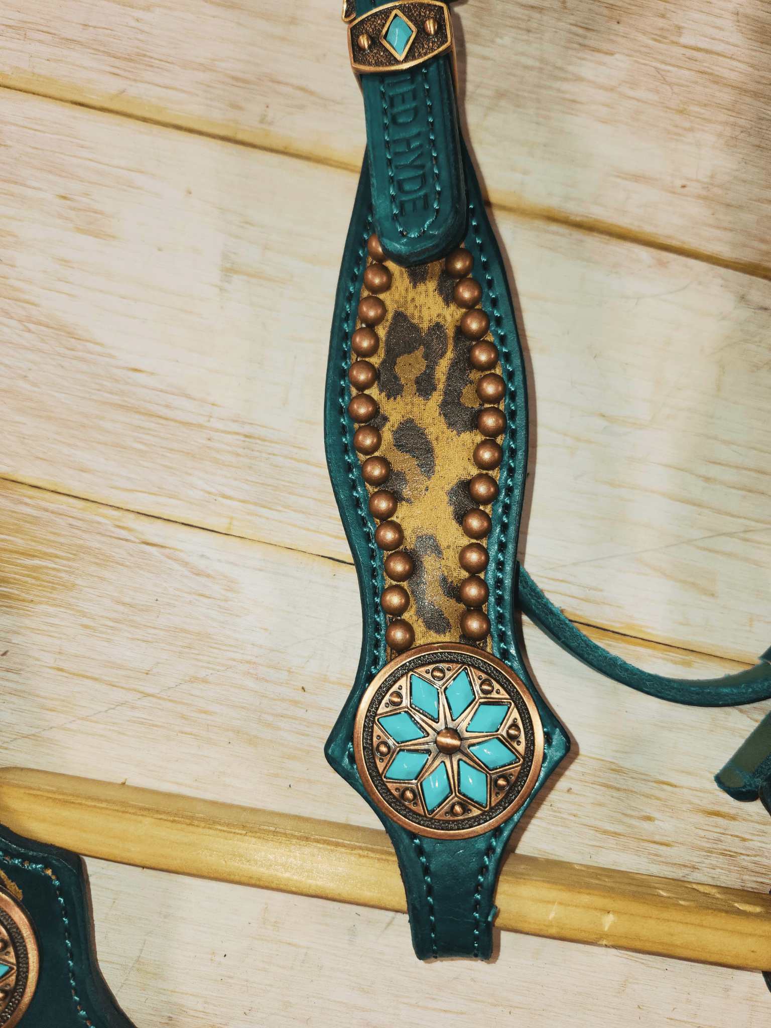 Leopard and Teal Tack Set - Twisted Hyde Leather Co.