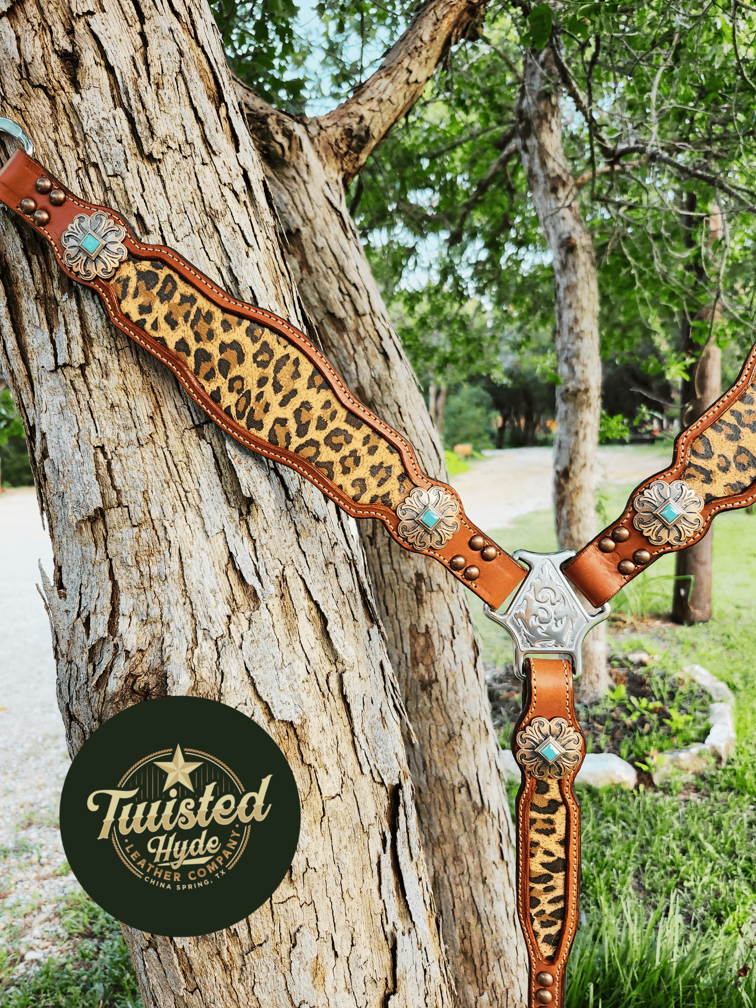 Leopard Print Inlayed Tack Set - Twisted Hyde Leather Co.