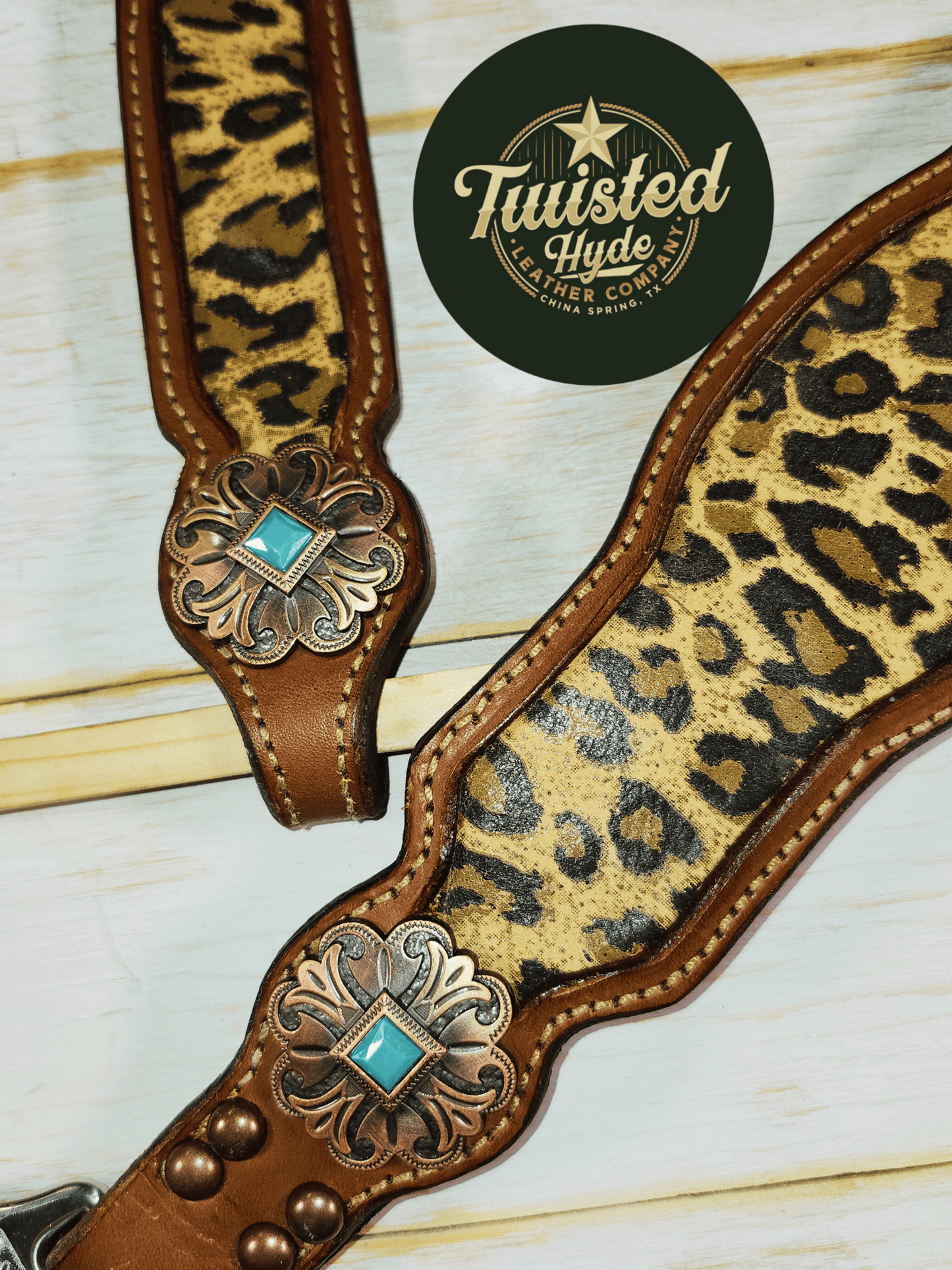 Leopard Print Inlayed Tack Set - Twisted Hyde Leather Co.