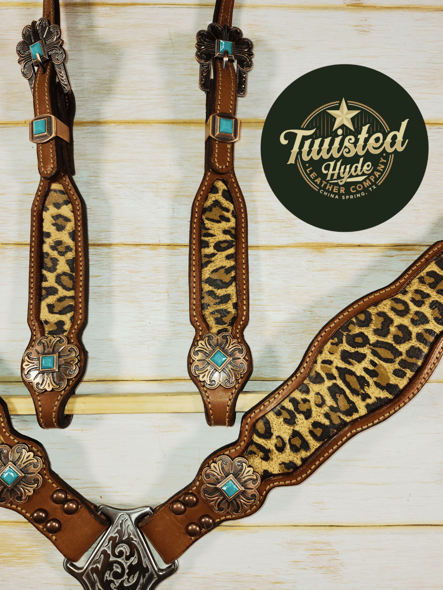Leopard Print Inlayed Tack Set - Twisted Hyde Leather Co.