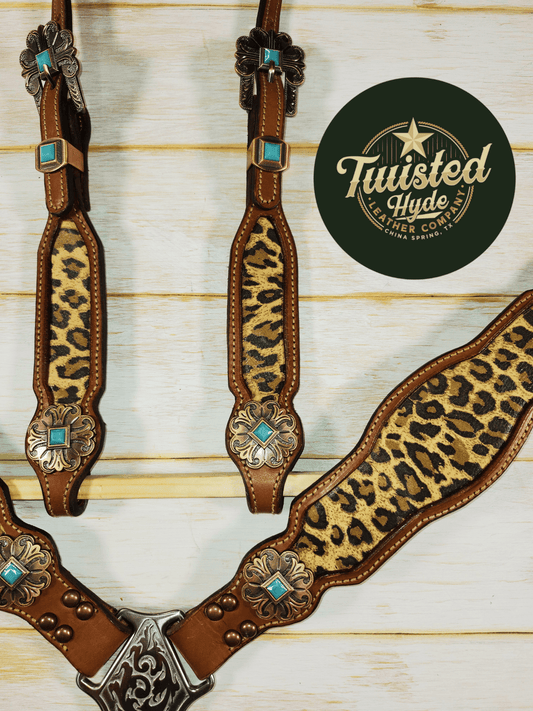 Leopard Print Inlayed Tack Set - Twisted Hyde Leather Co.