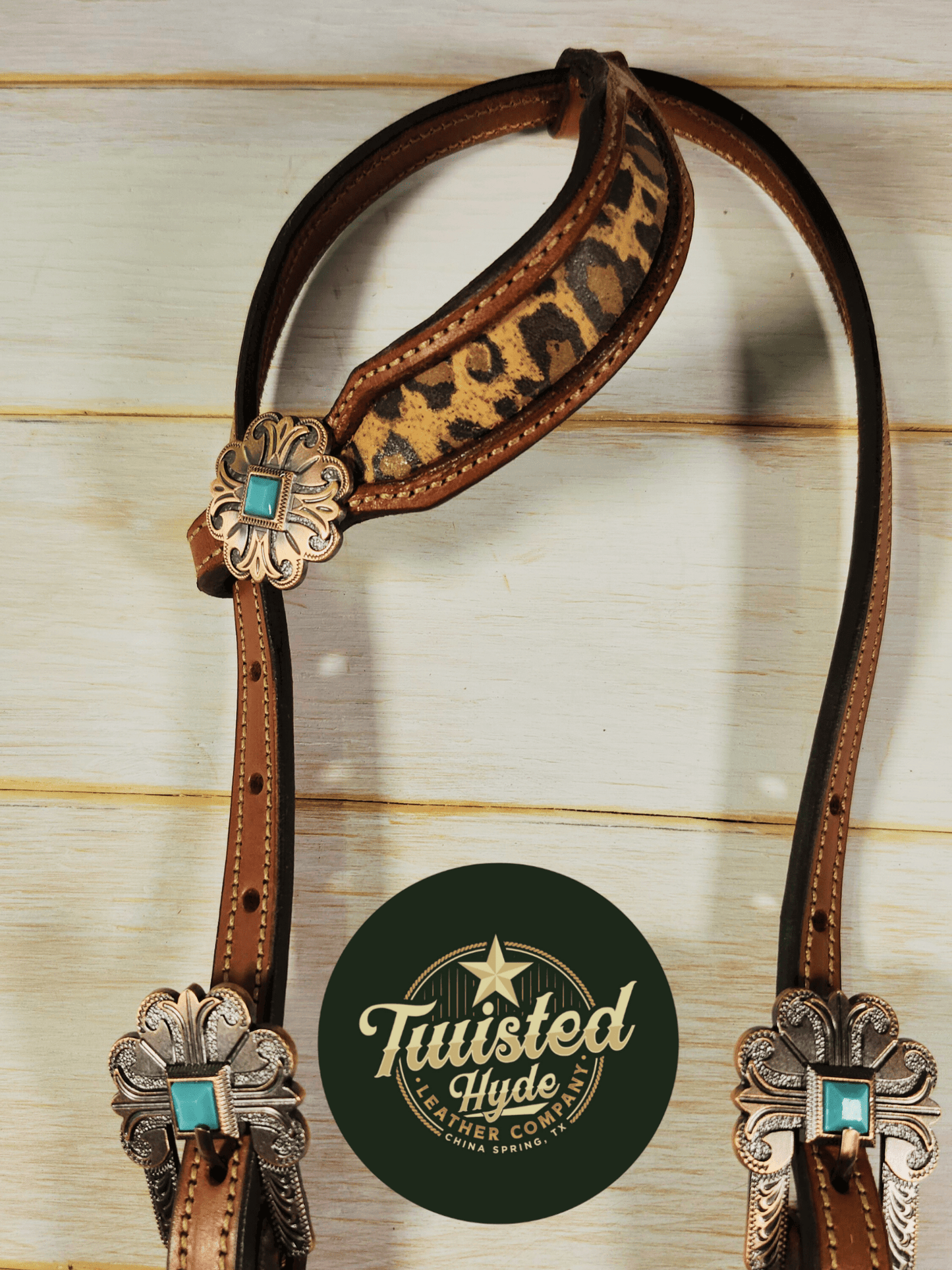Leopard Print Inlayed Tack Set - Twisted Hyde Leather Co.