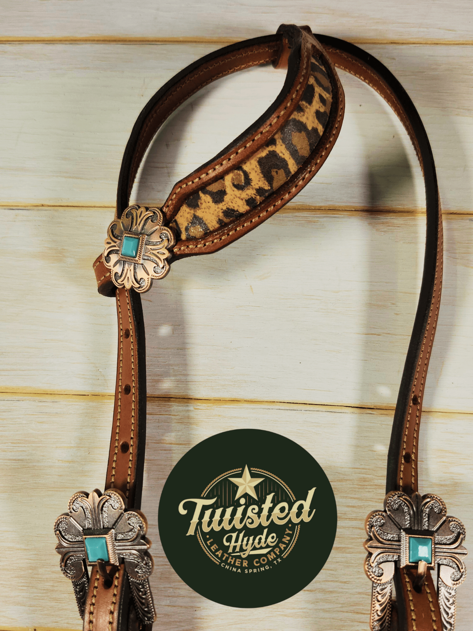 Leopard Print Inlayed Tack Set - Twisted Hyde Leather Co.