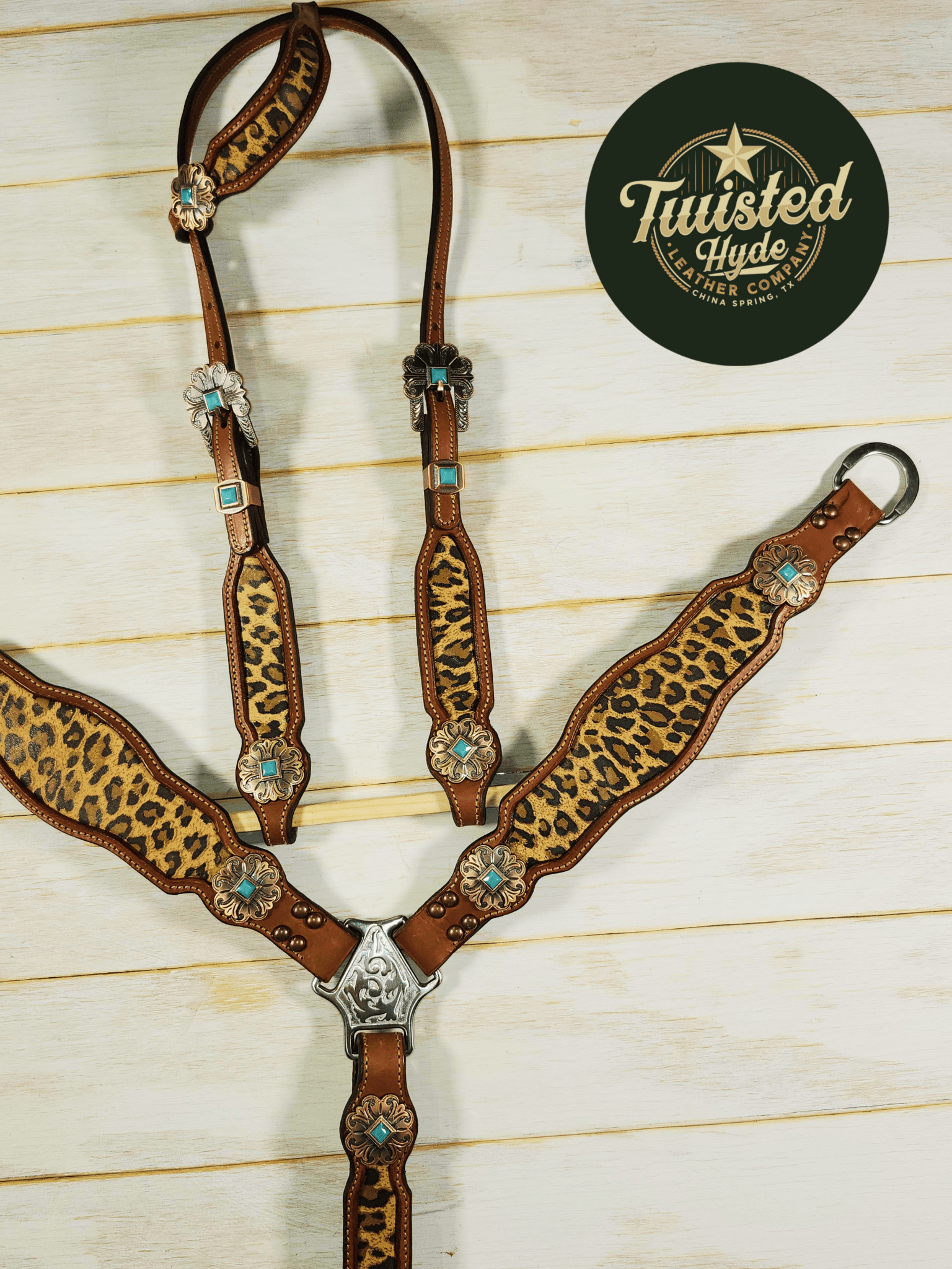 Leopard Print Inlayed Tack Set - Twisted Hyde Leather Co.