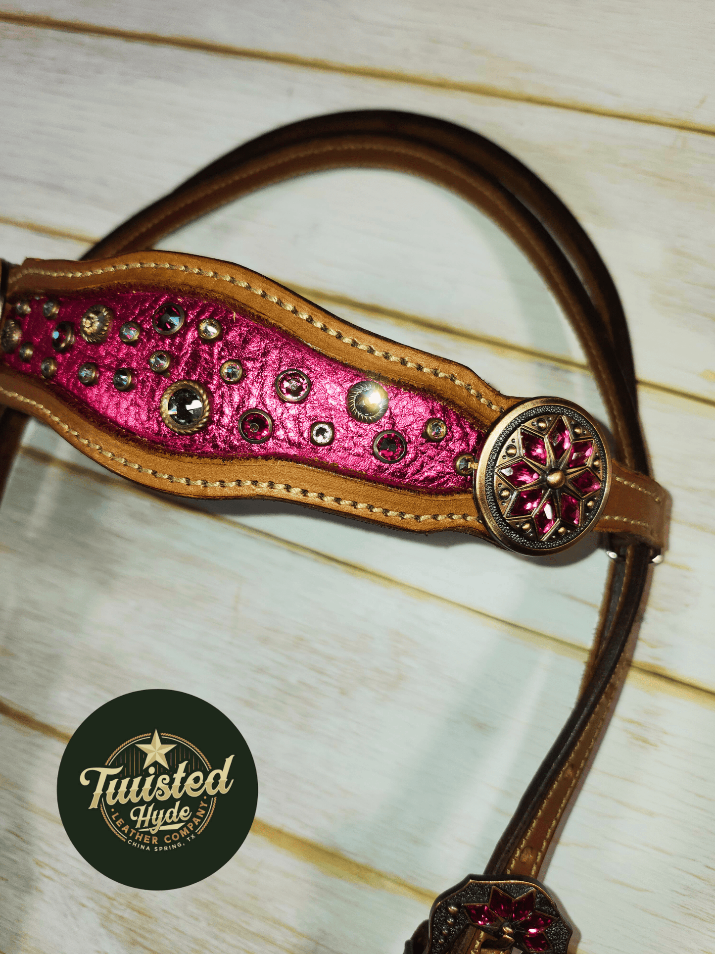 Pink Crystal Inlayed Tack Set - Twisted Hyde Leather Co.