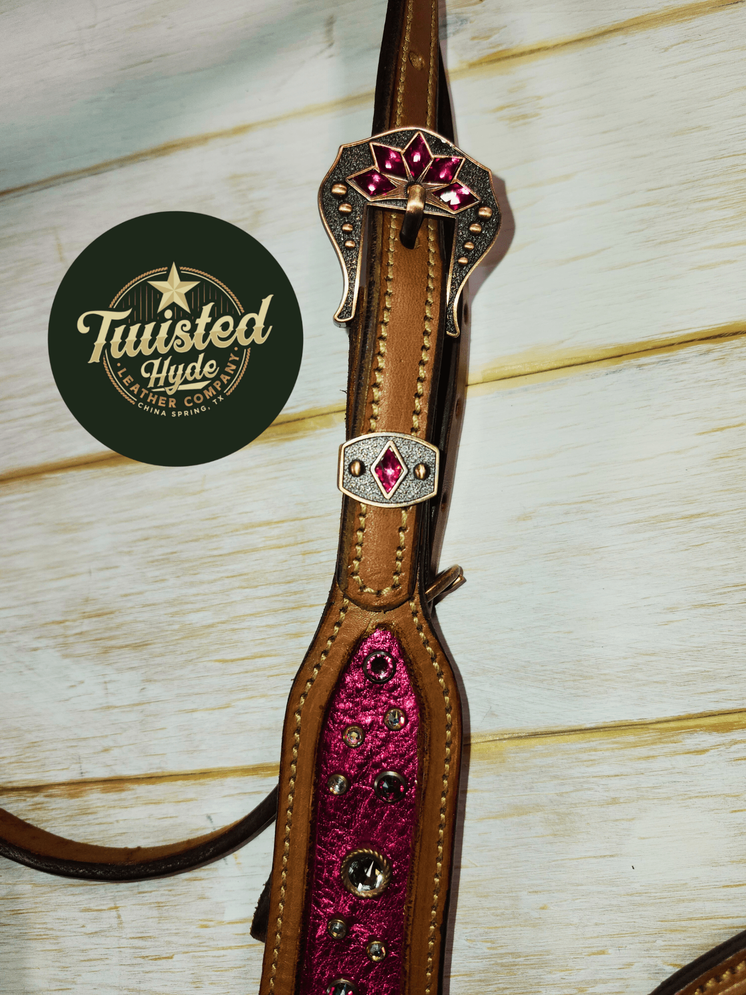 Pink Crystal Inlayed Tack Set - Twisted Hyde Leather Co.