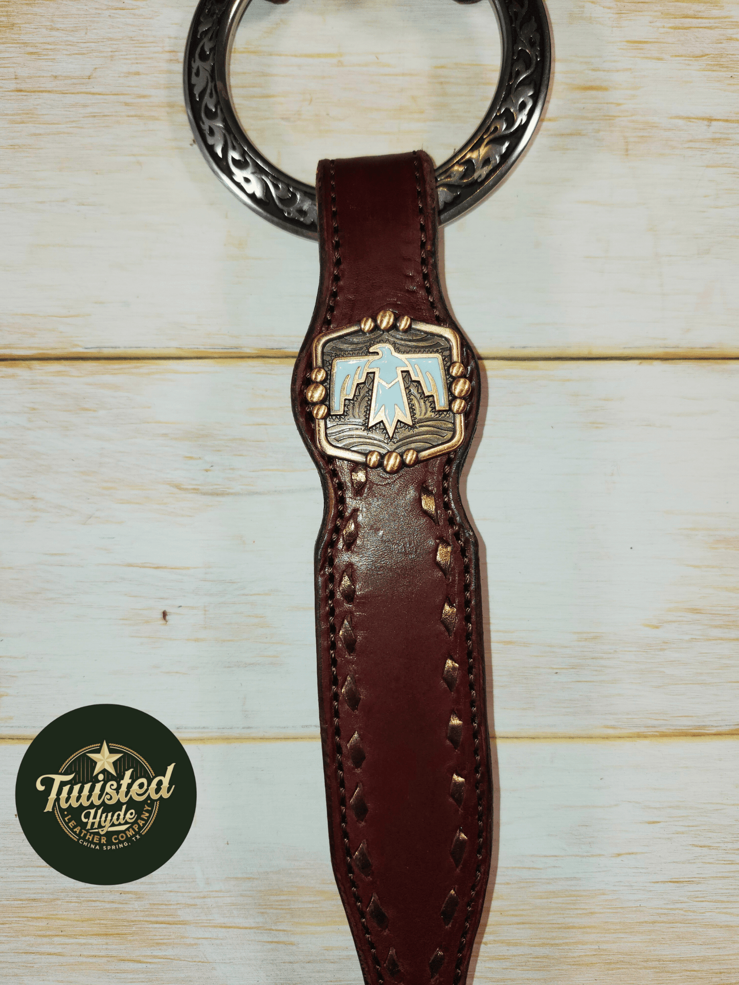 Tack Set English Bridle Thunderbird bronze lace - Twisted Hyde Leather Co.
