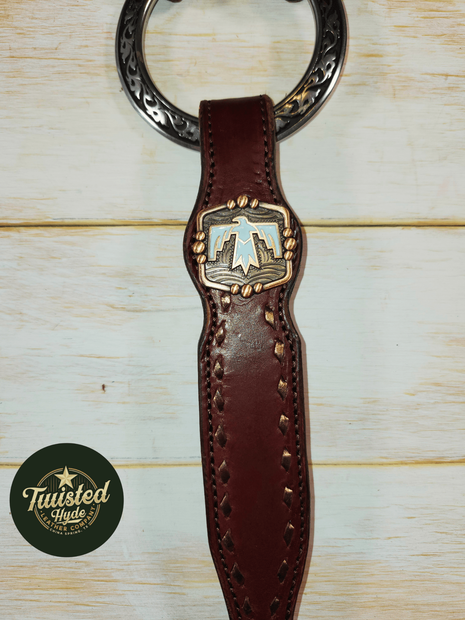Tack Set English Bridle Thunderbird bronze lace - Twisted Hyde Leather Co.