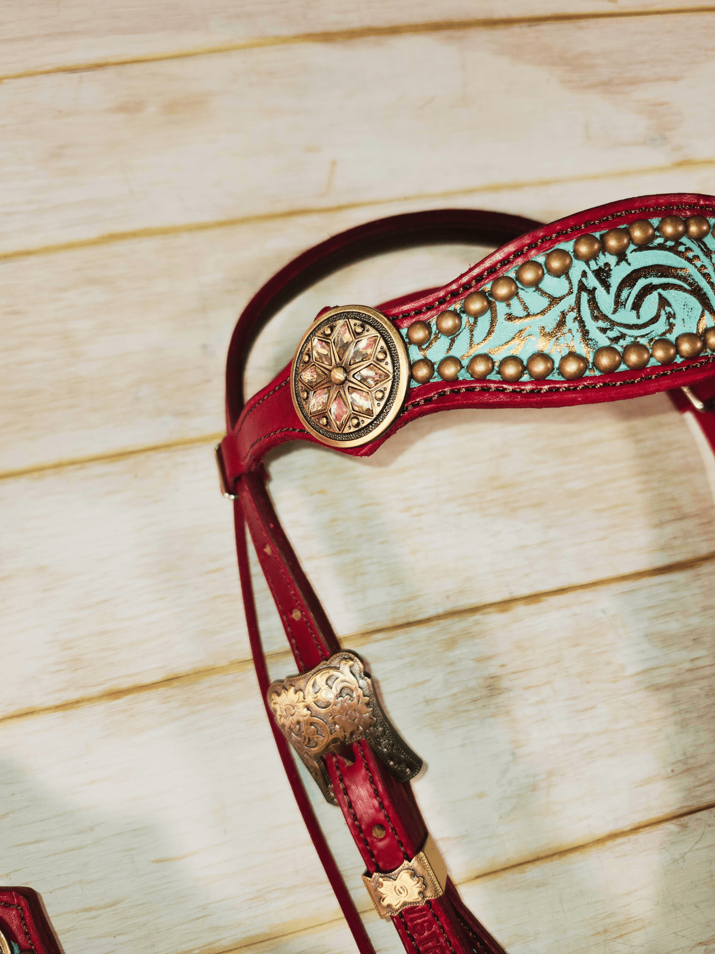 Teal and Burgundy Tack Set - Twisted Hyde Leather Co.