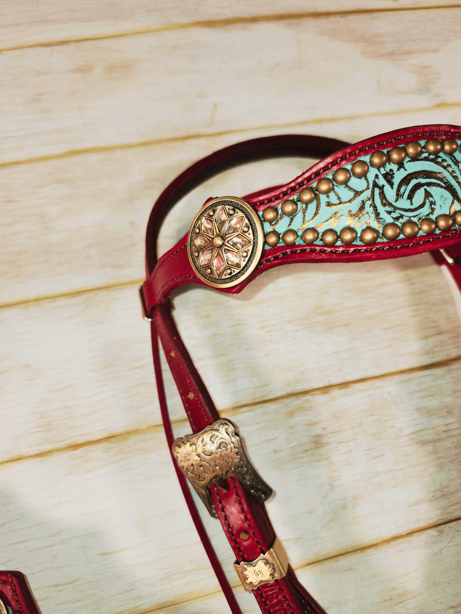 Teal and Burgundy Tack Set - Twisted Hyde Leather Co.