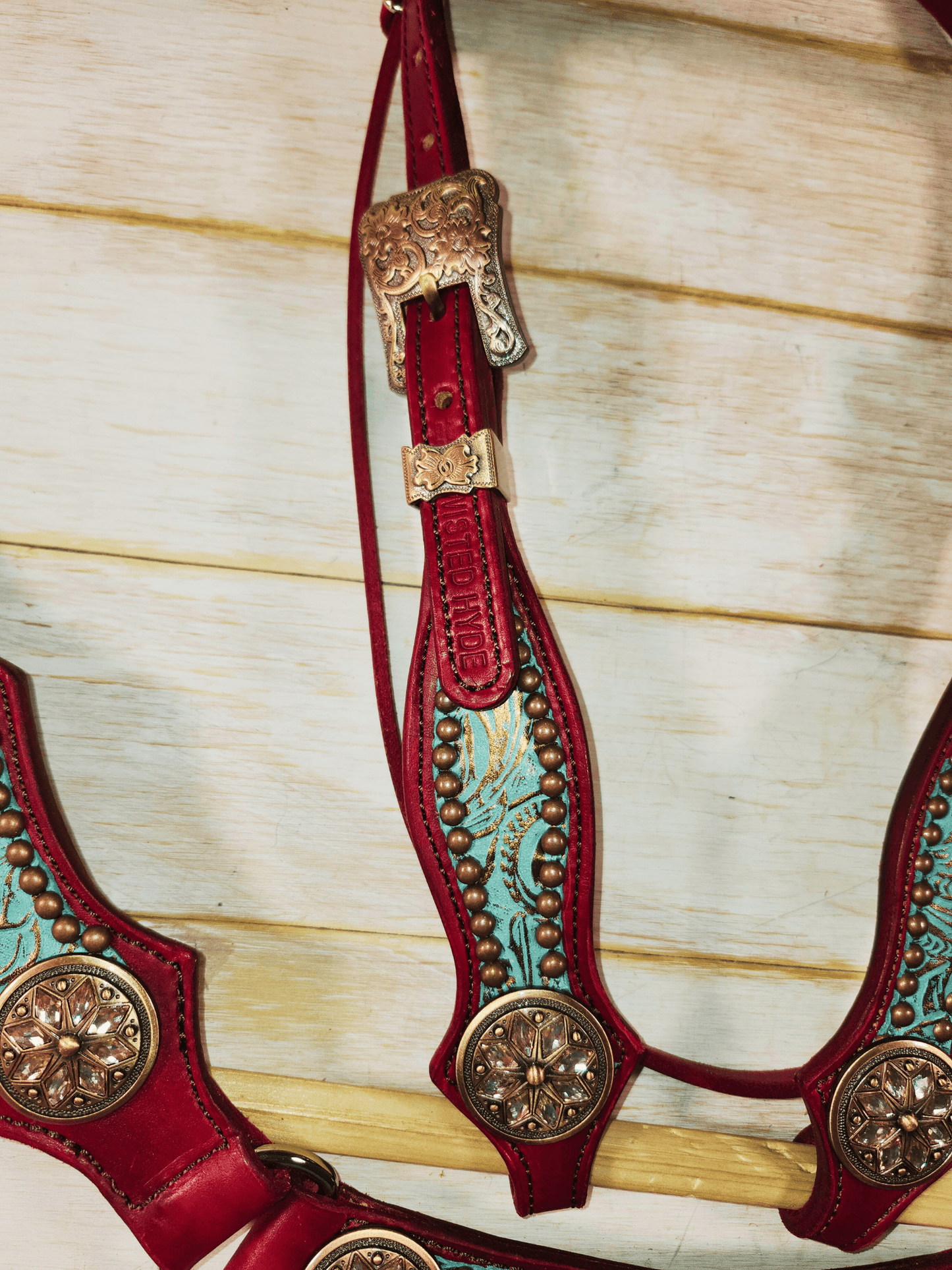 Teal and Burgundy Tack Set - Twisted Hyde Leather Co.
