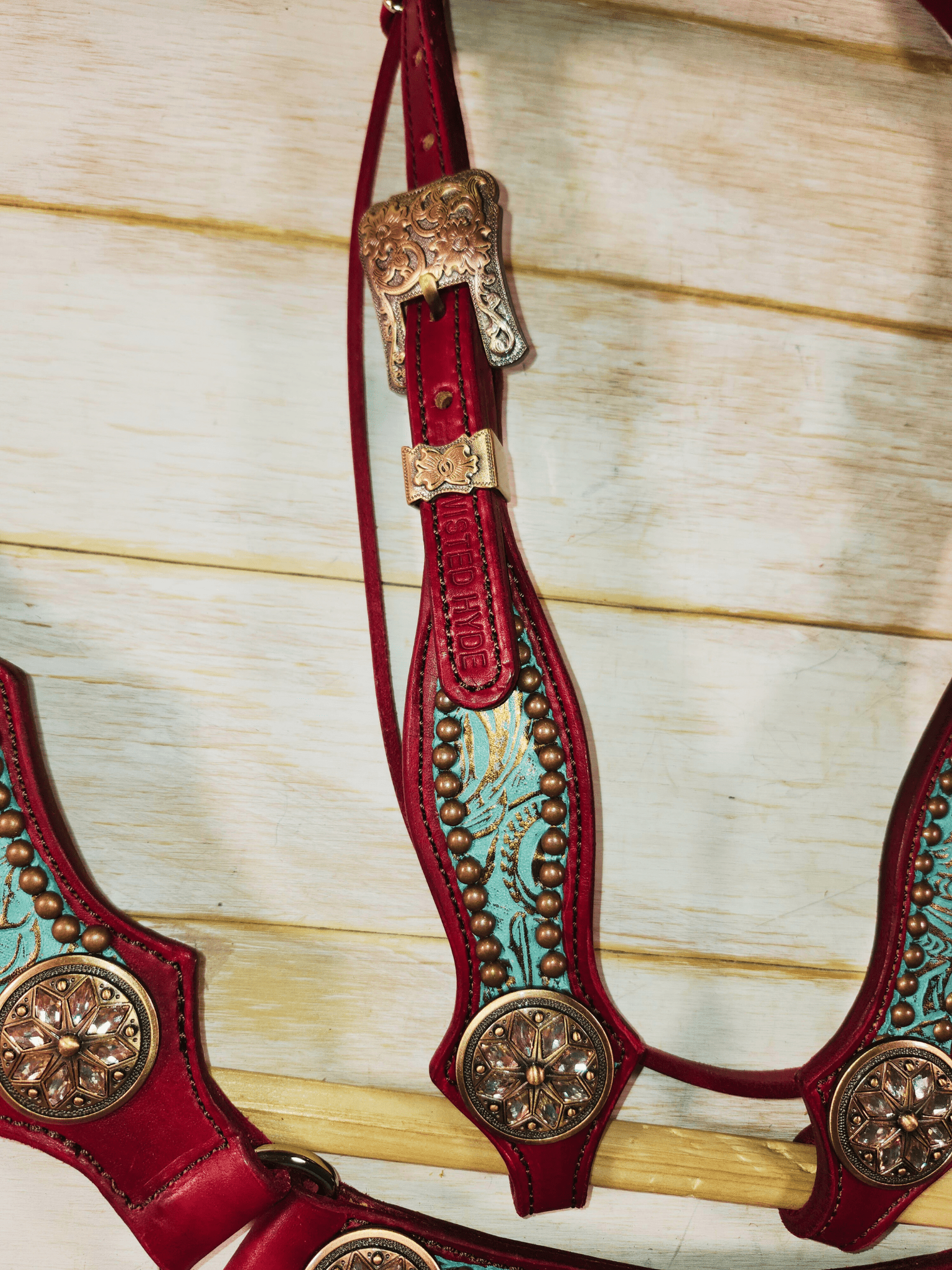 Teal and Burgundy Tack Set - Twisted Hyde Leather Co.