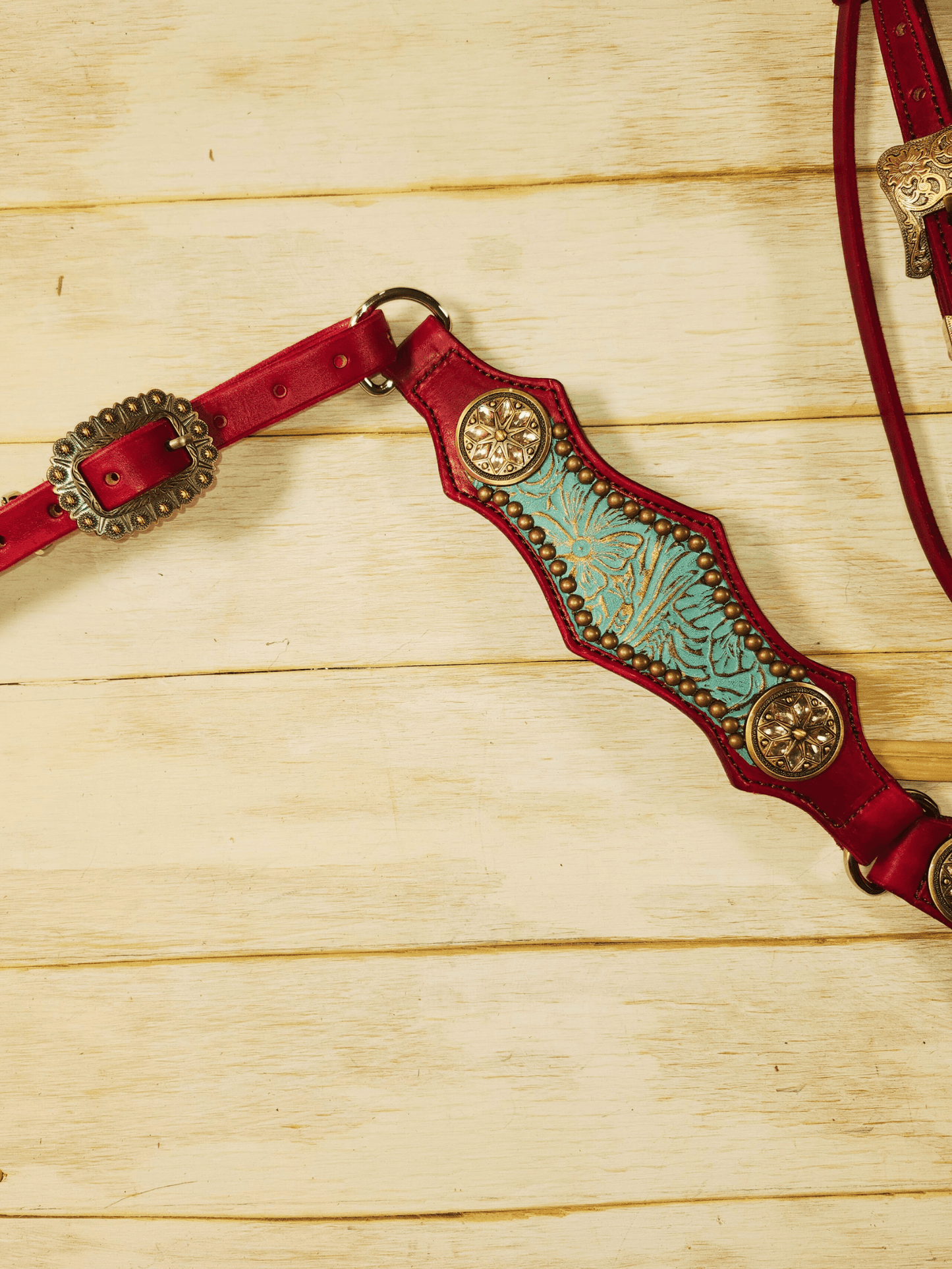 Teal and Burgundy Tack Set - Twisted Hyde Leather Co.