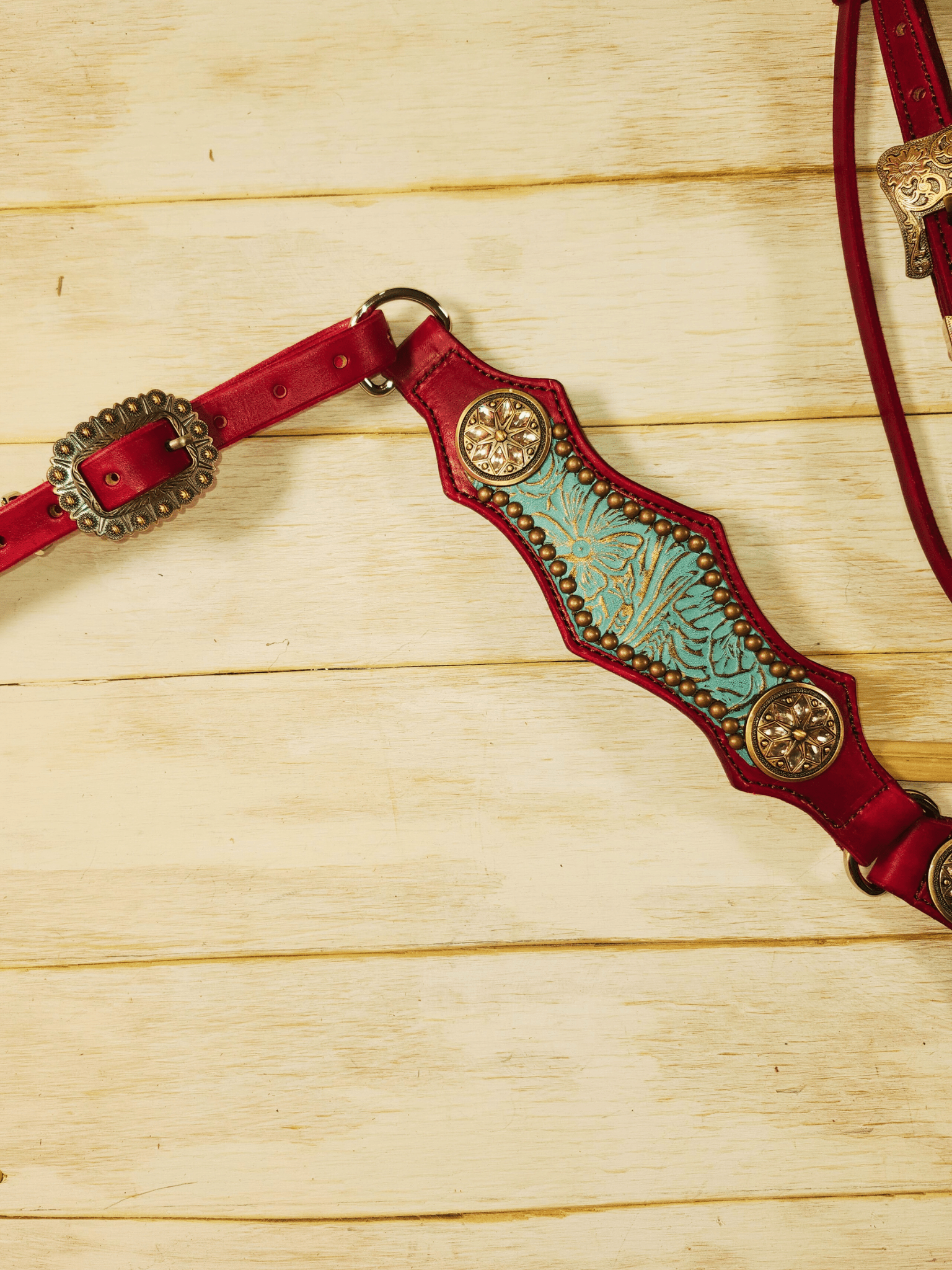 Teal and Burgundy Tack Set - Twisted Hyde Leather Co.
