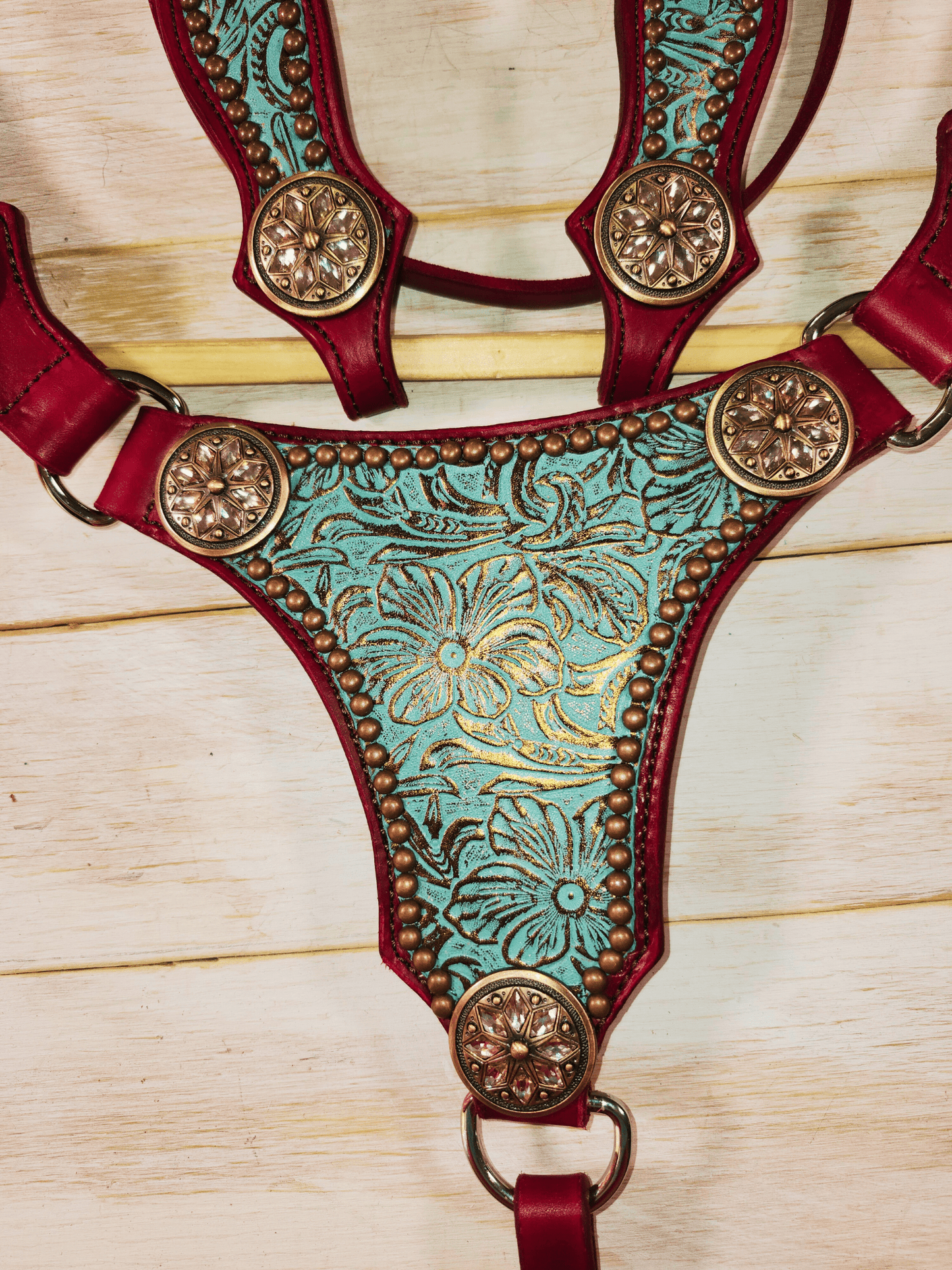 Teal and Burgundy Tack Set - Twisted Hyde Leather Co.