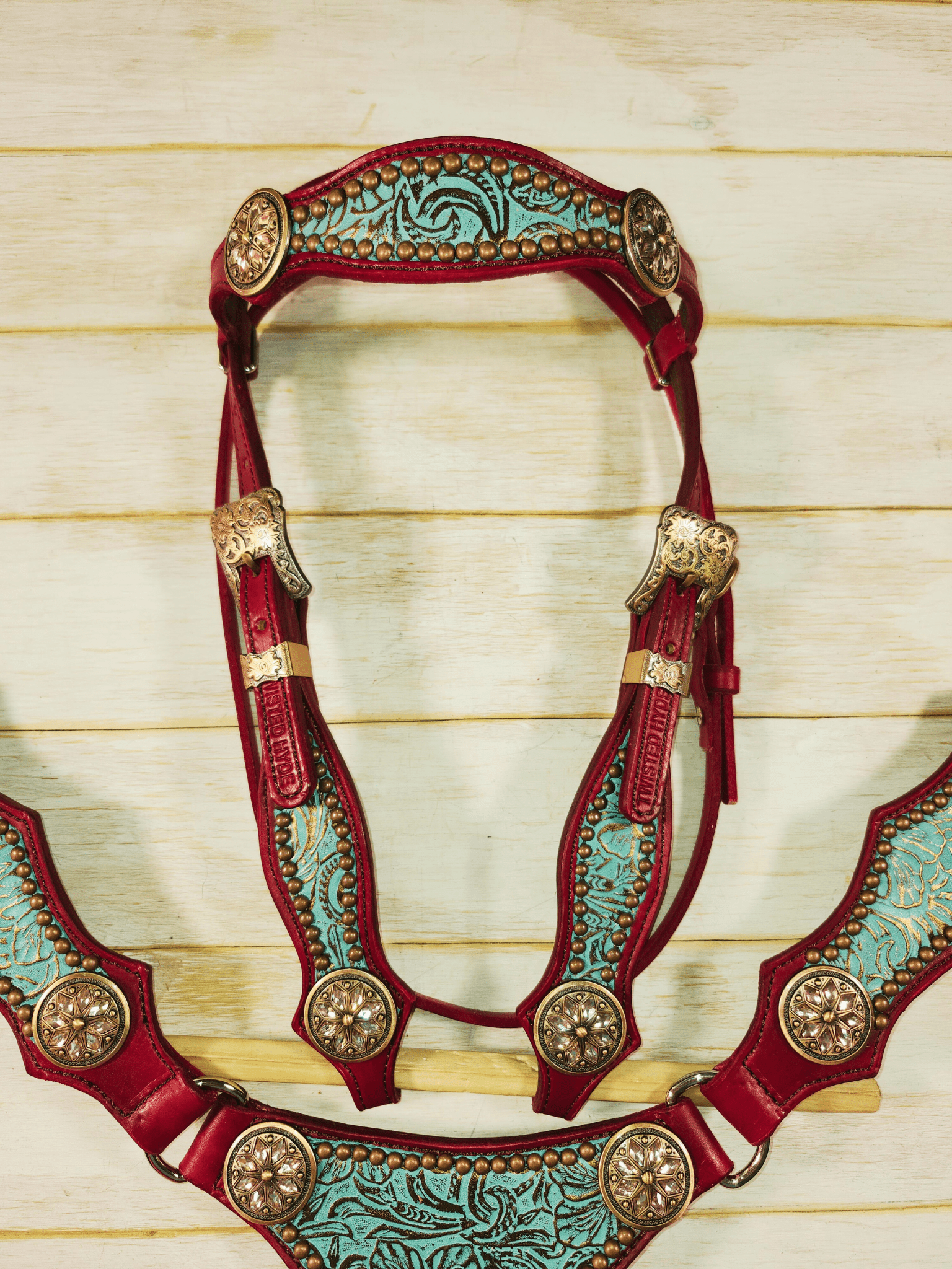 Teal and Burgundy Tack Set - Twisted Hyde Leather Co.