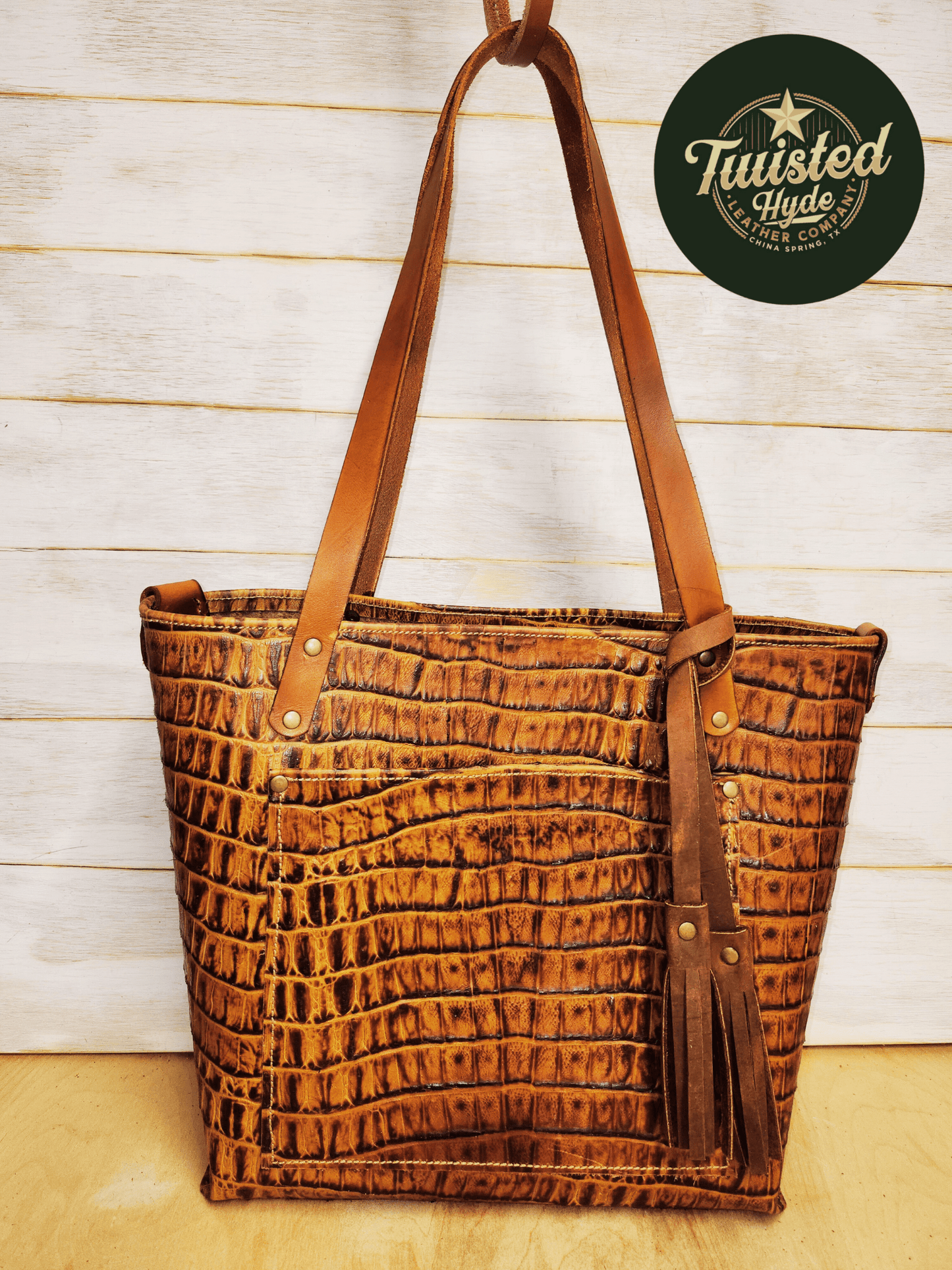 Tote Bag Croc Embossed - Twisted Hyde Leather Co.