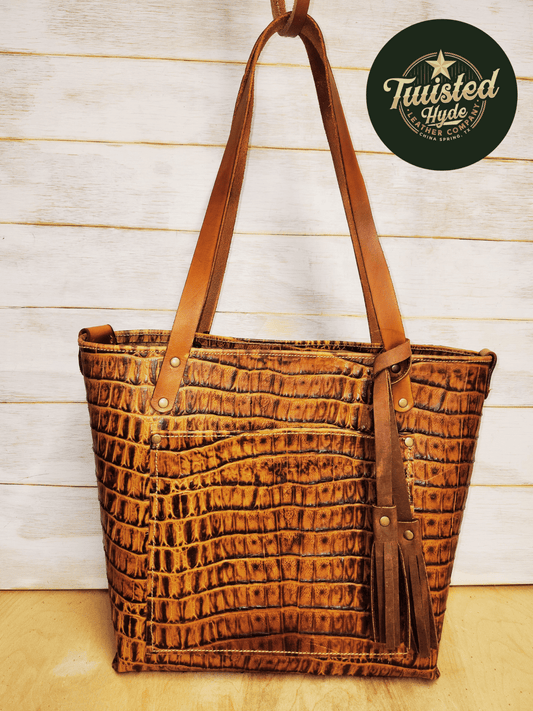 Tote Bag Croc Embossed - Twisted Hyde Leather Co.