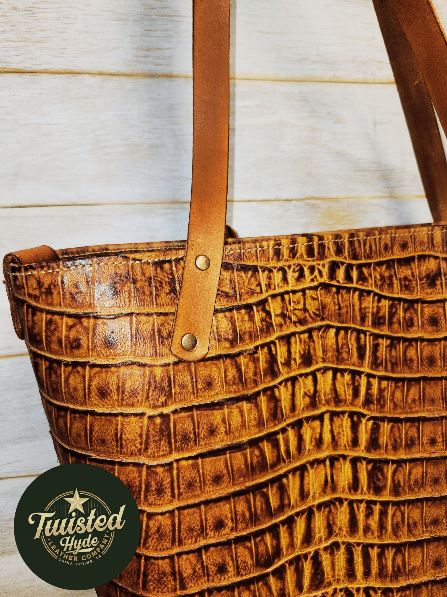 Tote Bag Croc Embossed - Twisted Hyde Leather Co.