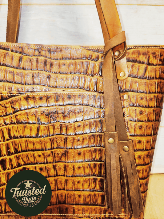 Tote Bag Croc Embossed - Twisted Hyde Leather Co.